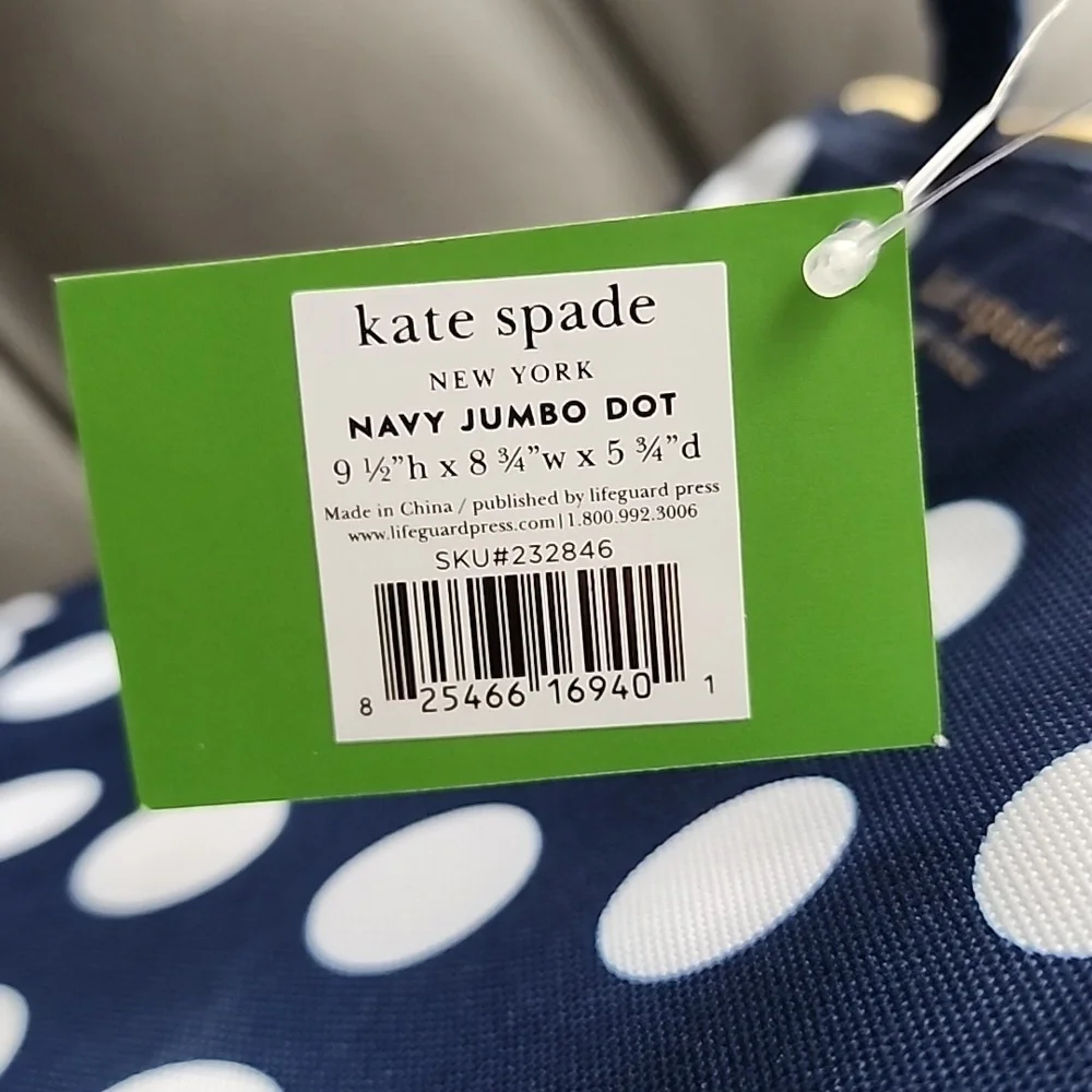 ♠️ NWT Kate Spade Lunch Bag Navy Jumbo Dot  ♠️ - Picture 7 of 8